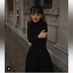 COS Mock Neck Maxi Black Dress